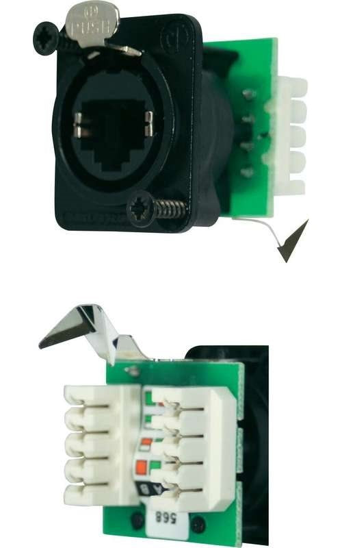 Neutrik RJ45 Datensteckverbinder EtherCon® D Serie Buchse, gerade Pole: 8P8C NE8FDV-YK-B Schwarz NE8FDV-YK-B 1 St. (NE8FDV-YK-B) afbeelding 1