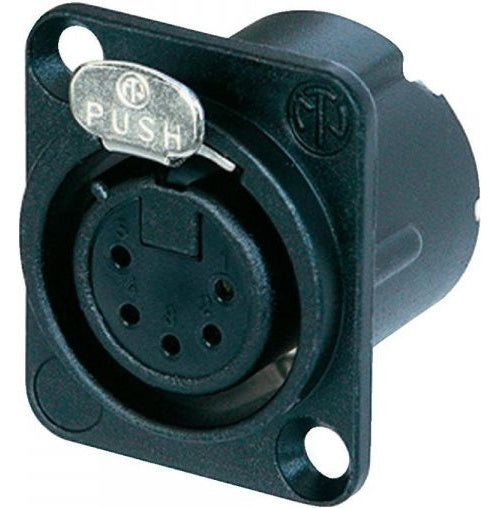 NEUTRIK XLR-Steckverbinder Flanschbuchse, Kontakte gerade Polzahl: 5 Schwarz NC5FD-LX-B 1 St. (NC5FD-LX-B) afbeelding 1