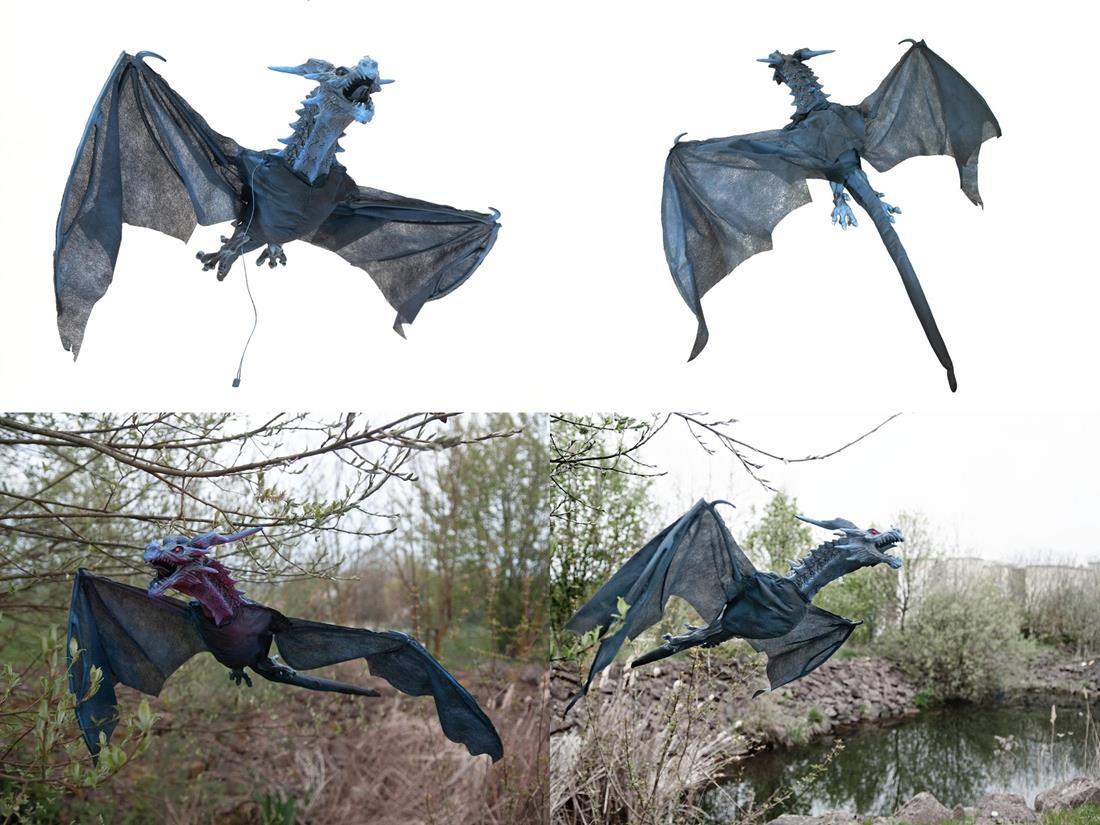 EUROPALMS Halloween Flying Dragon Animated 120 cm Blue (83316101)