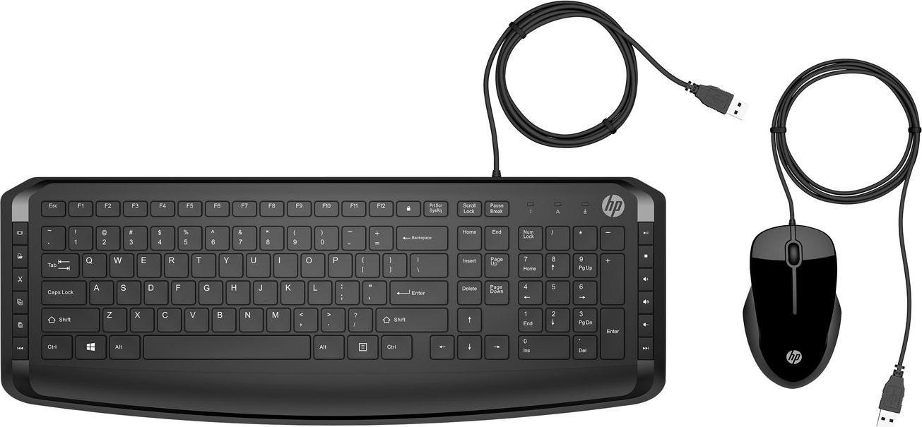 HP Wired Keyboard Mouse 250 DE QWERTZ Set Black USB