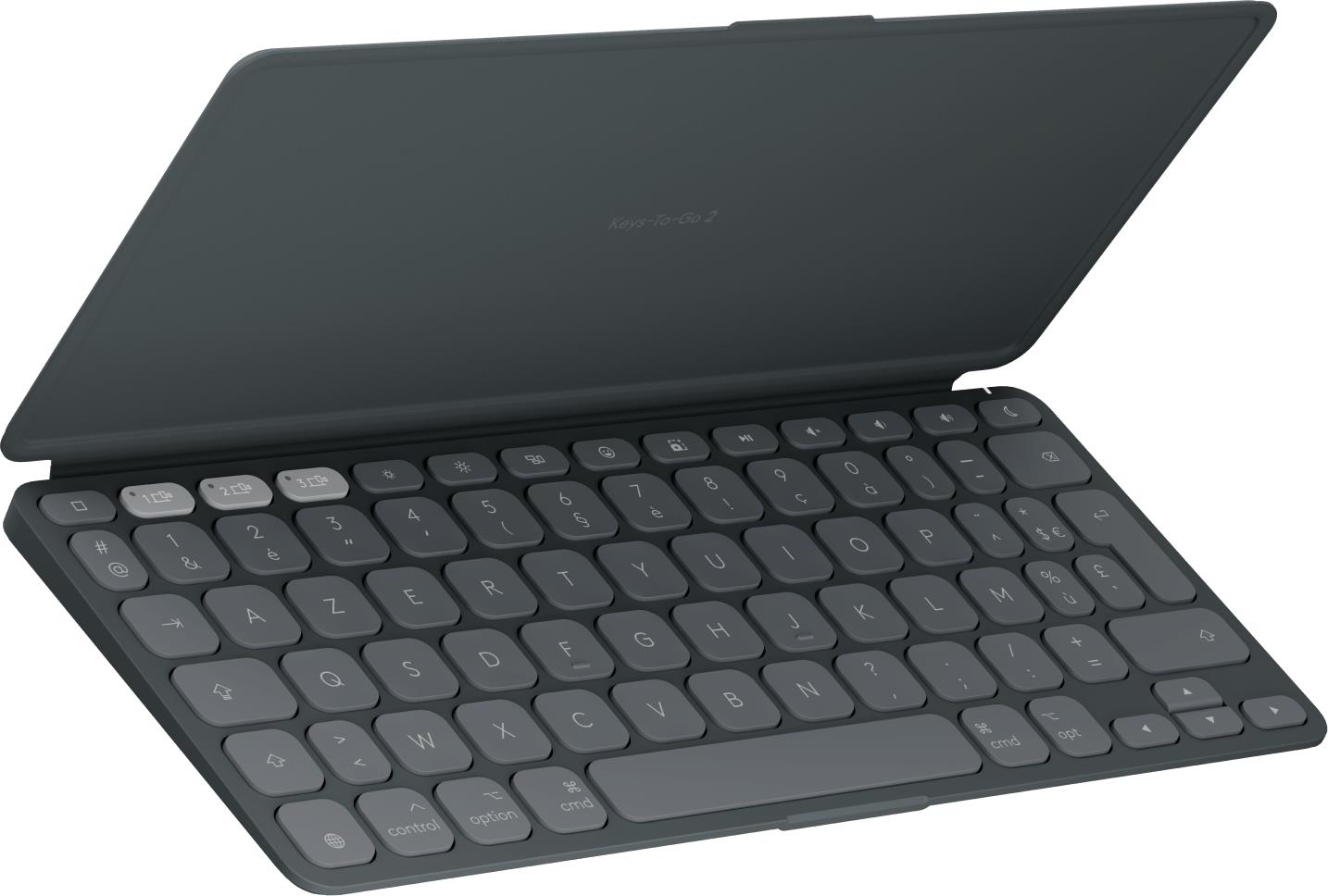 Logitech Keys-To-Go 2 for iPad - Tastatur - built-in cover - kabellos - Bluetooth LE - AZERTY - Französisch - Graphite (920-013006)