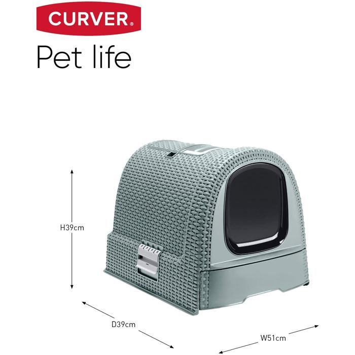 CURVER Cat Litter Box - Blue Grey - For cats - 51 x 38.5 x 39.5 cm