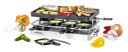 Rommelsbacher RC 1400 Raclette Grill for 8 People - Stainless Steel - 1200 W (RC 1400)