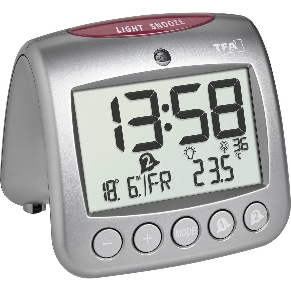 TFA-Dostmann Sonio 2.0. Produktfarbe: silver, Gehäusematerial: Kunststoff, Temperaturmessbereich: -5 - 50 °C. Energiequelle: Akku, Akku-/Batterietyp: AA, Batteriespannung: 1,5 V. Breite: 112 mm, Höhe: 98 mm, Tiefe: 98 mm (60.2559.54)