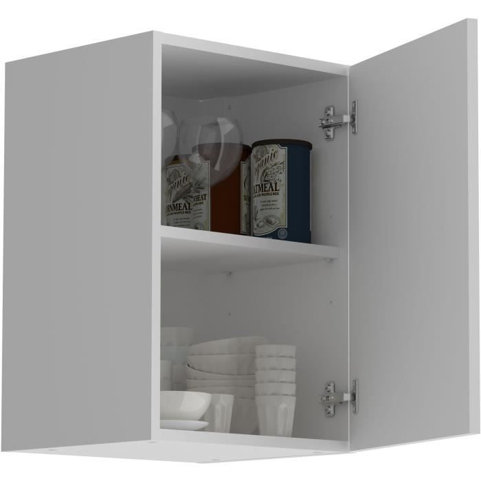 OSLO Kitchen Wall Cabinet - Matte White - 1 Door + Shelf - W 40 x D 36 x H 58 cm