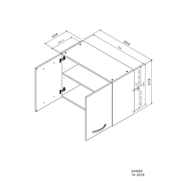 OSLO Wall Cabinet - 2 Doors - White - W 80 x D 36 x H 58 cm 2-Door