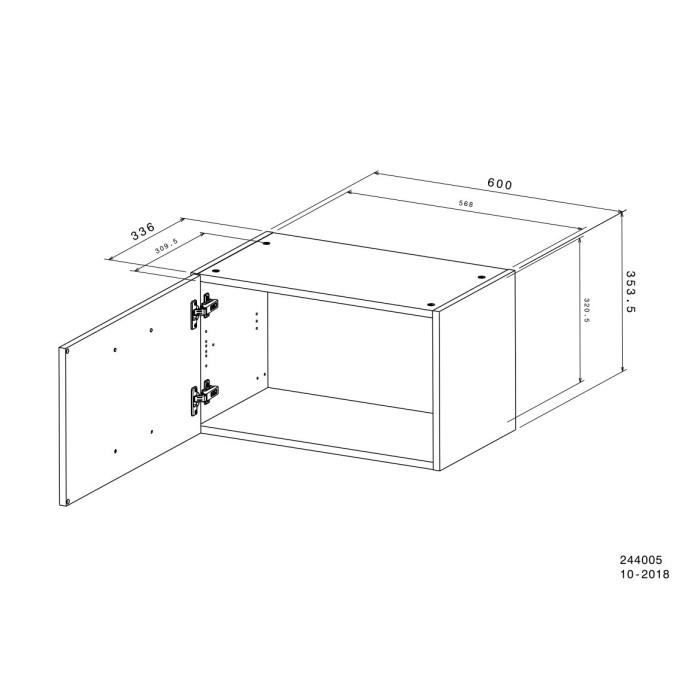 OSLO High Short Furniture - 1 Door - White - L 60 x D 36 x H 35 cm
