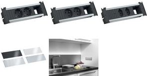 Bachmann Kapsa S Extension Cable 2 m, 2 AC Outlets, Indoor, Black - Silver, Model 927.005