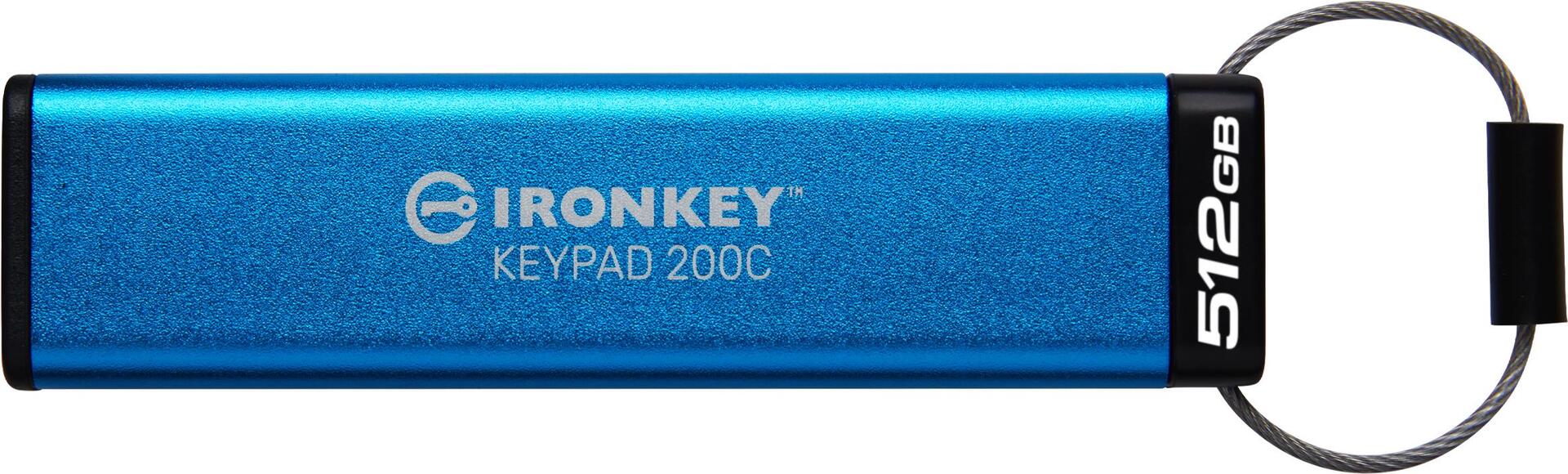 Kingston IronKey Keypad 200C - Encrypted USB Flash Drive - 512GB - USB 3.2 Gen 1 (IKKP200C/512GB)
