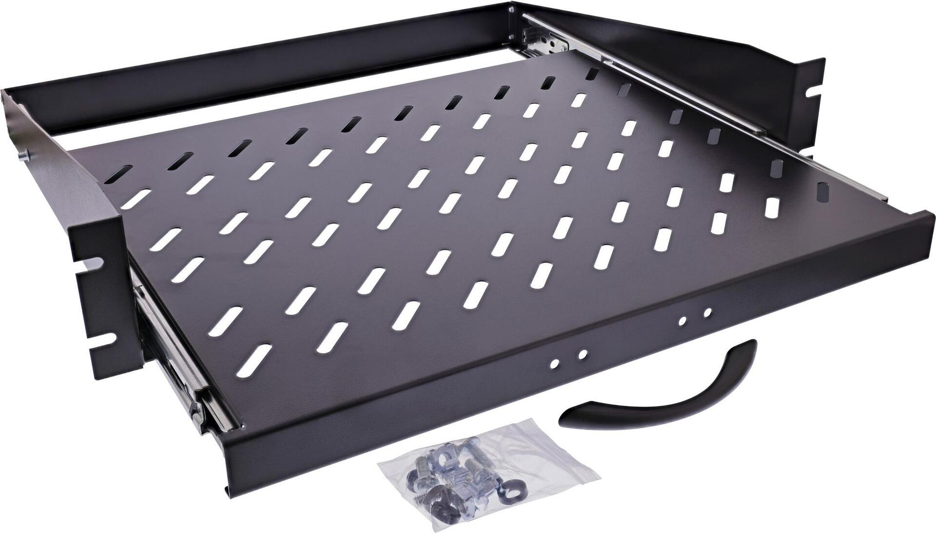 InLine 19" Extendable Shelf - 350 mm - 30 kg - 2U - Black 19114I