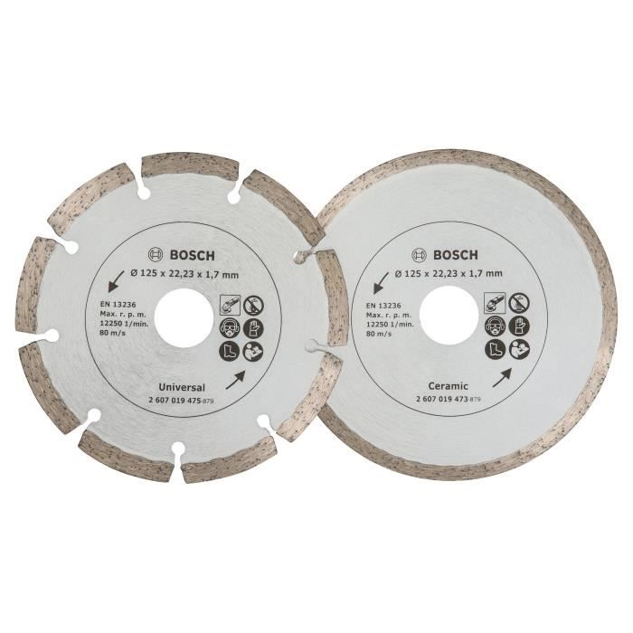 BOSCH Diamond Cutting Discs for Tiles and Building Materials - 2 Discs Ø 125 mm