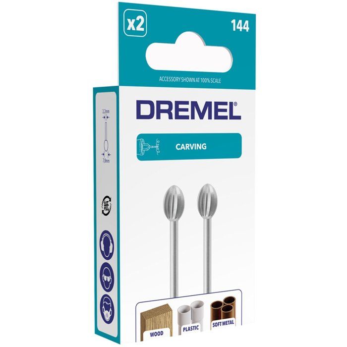 Fraises haute vitesse en acier DREMEL 144 (Ø 7,8mm) pour sculpter et graver