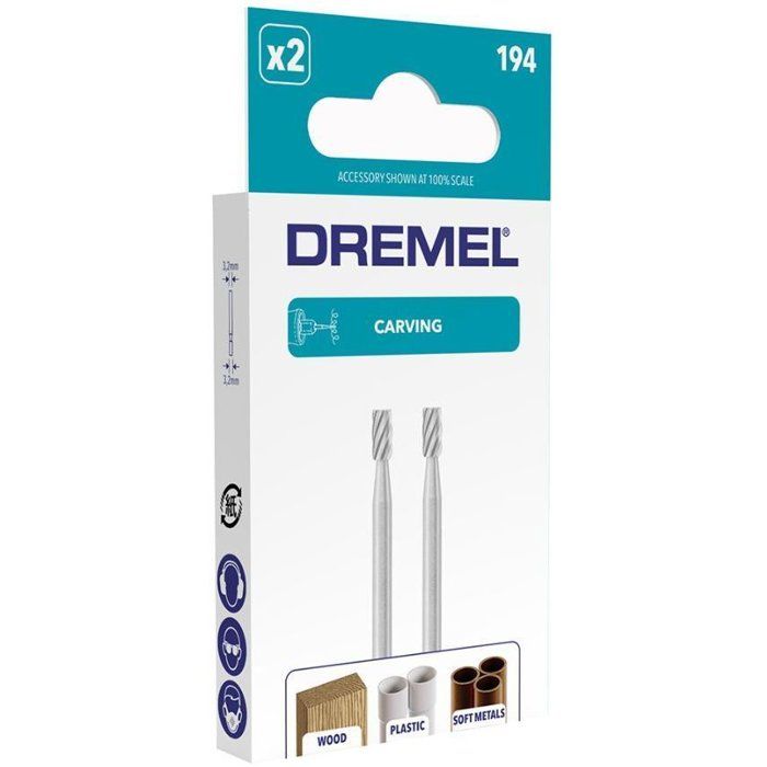 DREMEL 194 High-Speed Steel Cutters for Carving and Engraving - Set of 2
