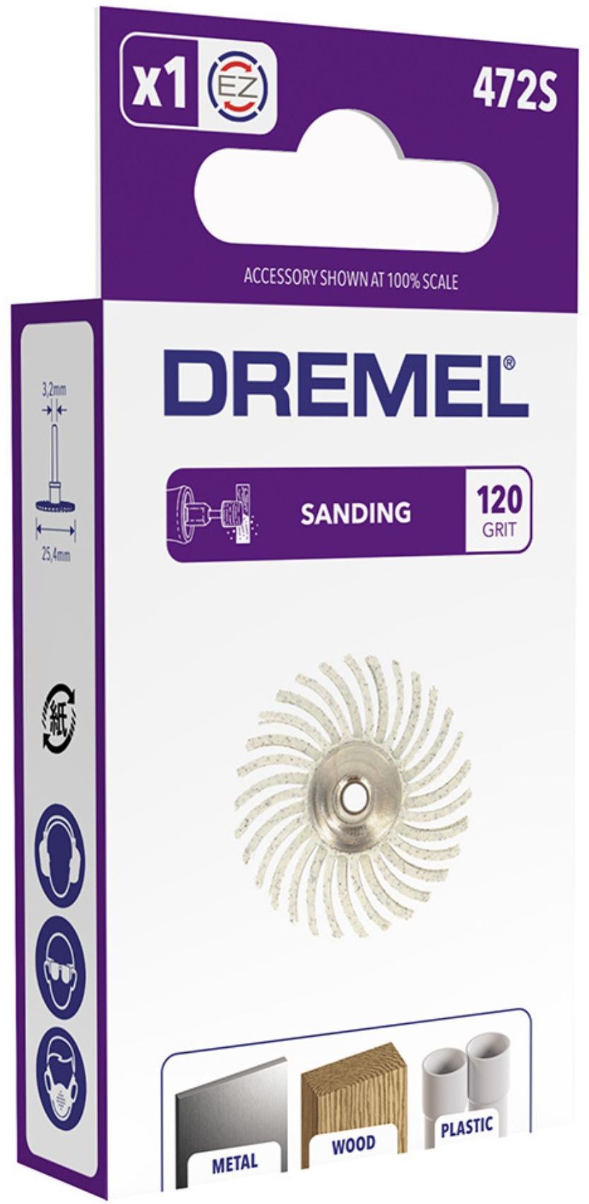 Brosse abrasive de précision DREMEL S472 - Diametre 25mm - Grain 120 - Pour Ponçage et Polissage