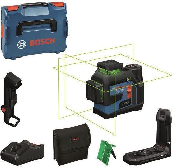 Bosch GLL 12V-100-33 CG Professional Line Laser - IP65, 3x 360° Laser Lines, Dual Power Source