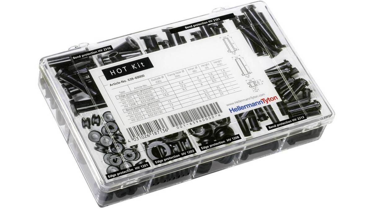 Hellermann Tyton 639-60000 Grommet Set - Anti-Kink Sleeves and Grommets