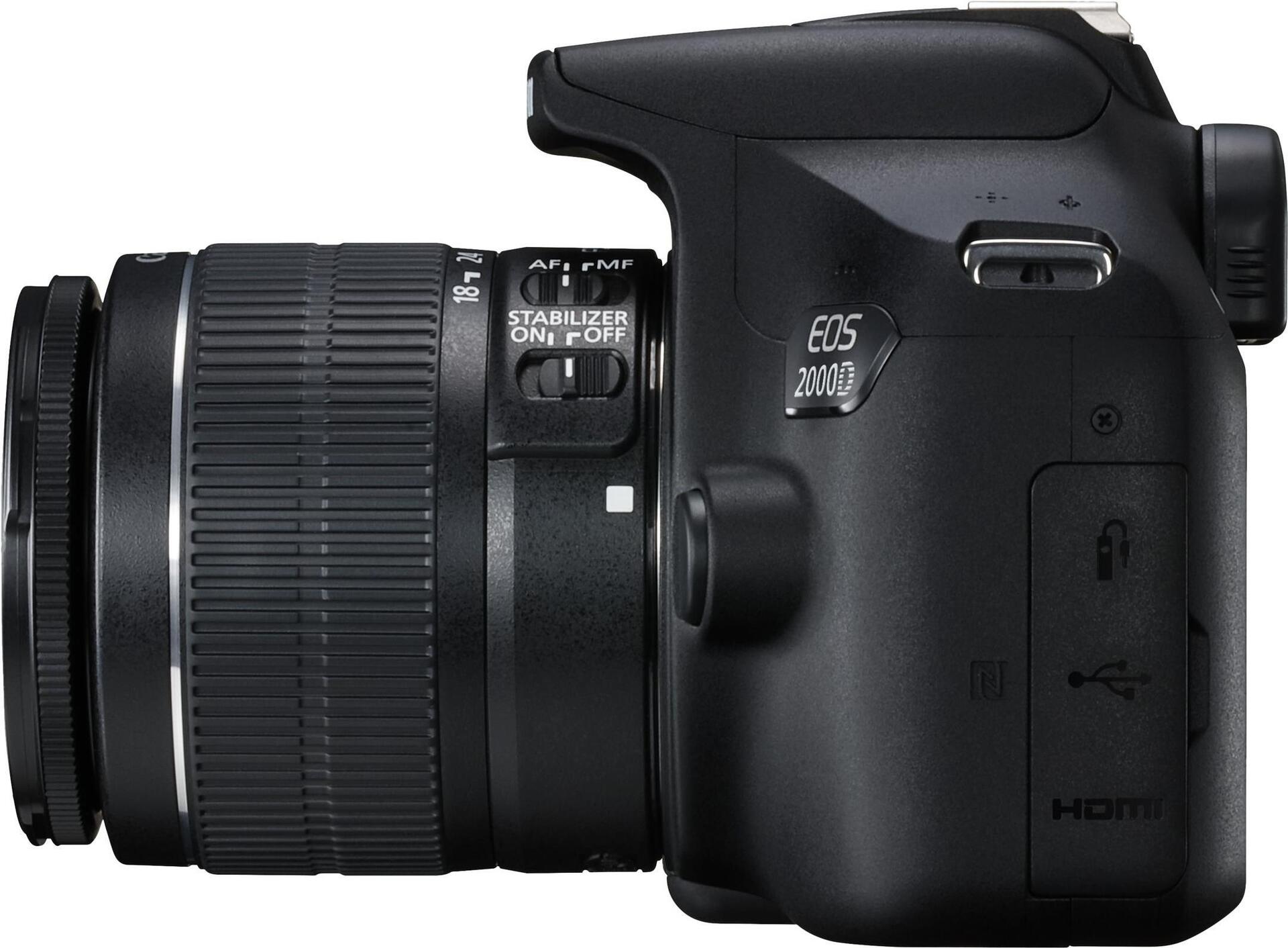 Canon EOS 2000D - Digital SLR Camera - 24.1 MP - APS-C - 1080p/ 30 fps - 3x Optical Zoom - Wi-Fi, NFC (2728C003)