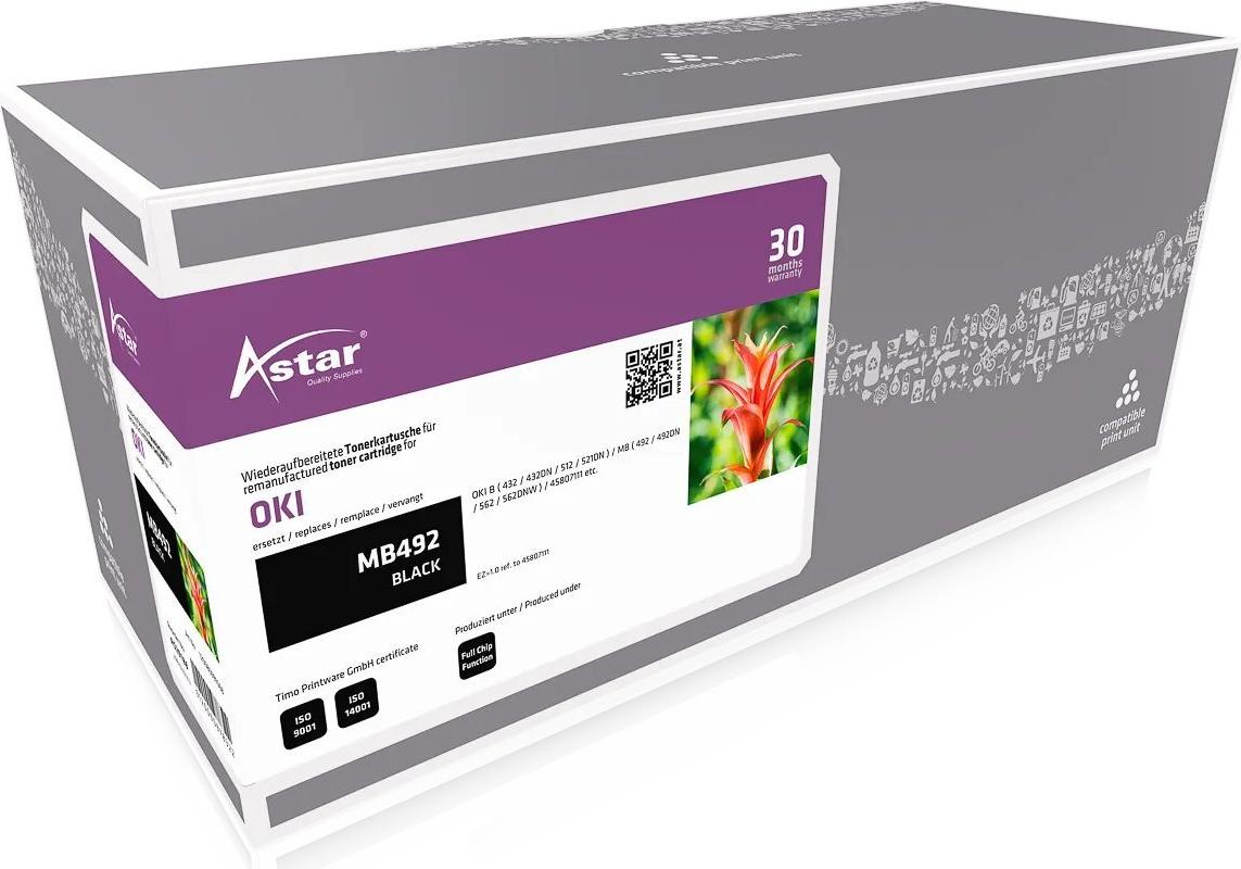 AS20188 ASTAR OKI MB492 Black Toner 45807111 12,000 Pages (AS20188) 12.000Seiten