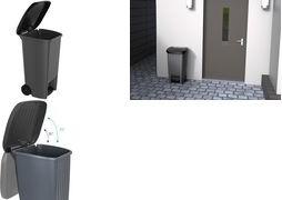 EDA 100 Liter Waste Bin Plastic Anthracite with Pedal and Wheels 010644 G.ANT/NO