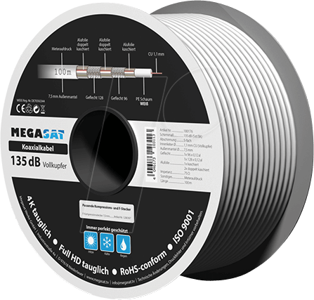 Megasat Coaxial Cable 100 m Reel 100176
