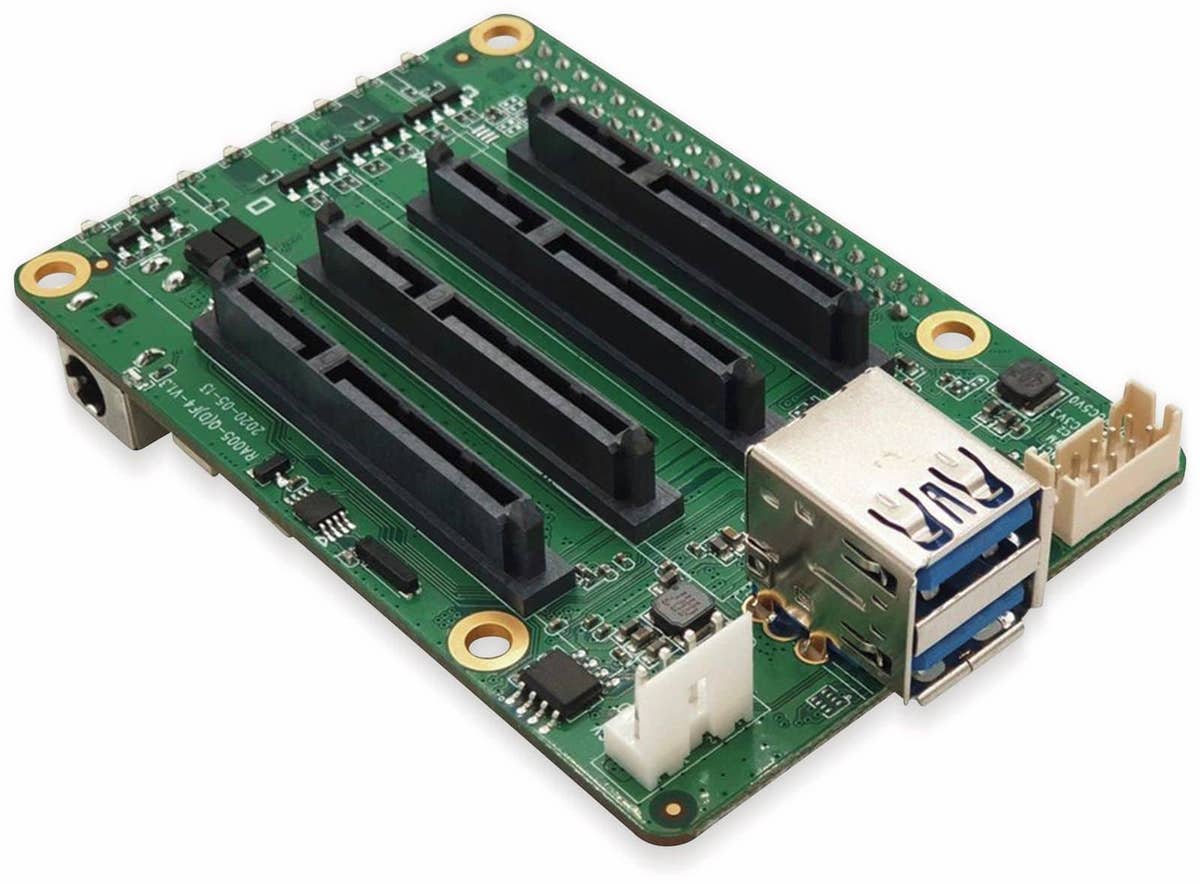 Raspberry Pi y4 SATA HAT Quad NAS Board for Network Storage - RPSATA4xHv1.2
