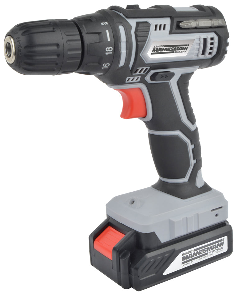 BRÜDER MANNESMANN Cordless Drill/Driver 20 Volt with 2 Lithium-Ion Batteries 1.5 Ah (M17690)