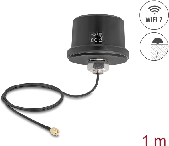 Delock WiFi 7 Antenna - RP-SMA Connector - 3.1-3.5dBi - Omnidirectional ULA100