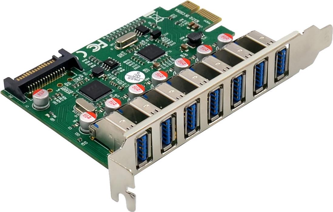 InLine Interface Card - 7x USB-A 3.2 Gen.1 - PCIe - with SATA Power Connector (76661 L)