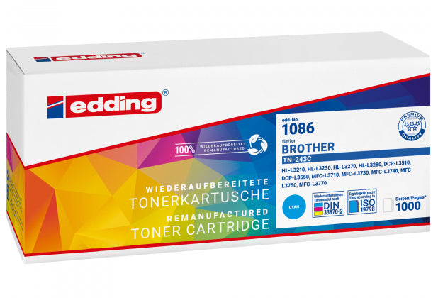 EDDING Toner Compatible with Brother TN-243 Cyan 1000 Pages 18-1086