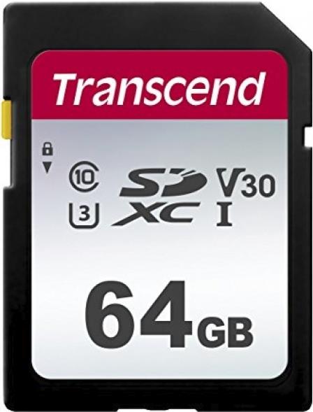 Transcend 300S 64GB SDXC Memory Card V30 UHS-I U3 Class 10