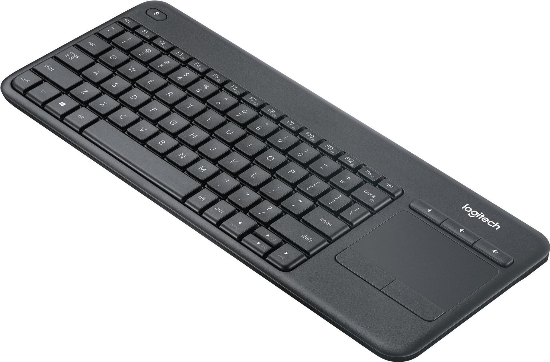 Logitech Wireless Touch Keyboard K400 Plus - Wireless - 2.4 GHz - Spanish - Black