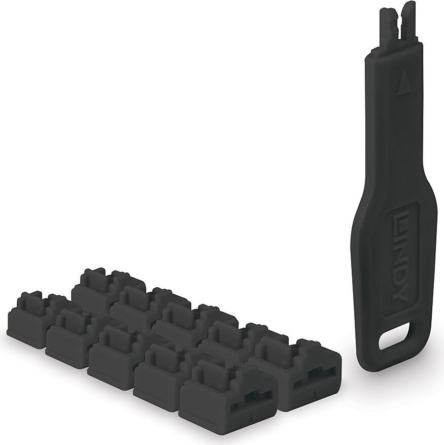 LINDY RJ45 Port Blocker with Key - Black (47891)