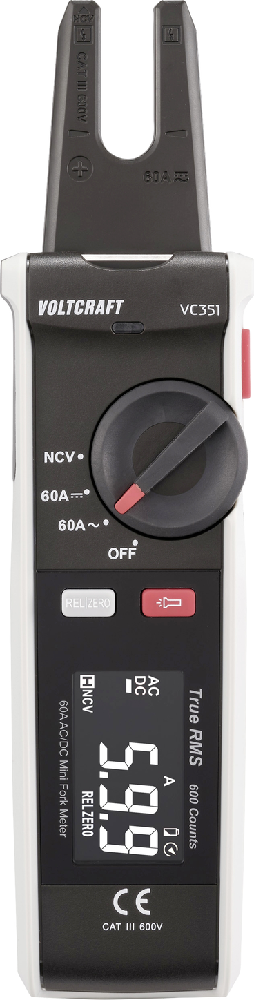 Voltcraft VC-351 Clamp Meter CAT III 600V AC/DC up to 60A True RMS 600 Counts