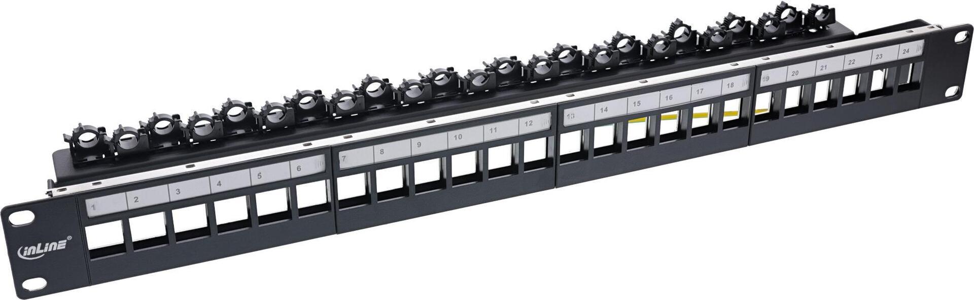 InLine 24-Port Patch Panel - Keystone Blanking Plate - 19" 1U - Black 24-fach 1HE