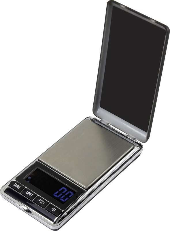 Basetech SJS-60007 Pocket Scale, Max Weight 500 g, Readability 0.1 g, Battery Operated, Silver