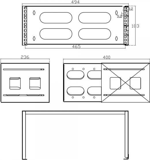 InLine - Schrank - geeignet für Wandmontage - Deep Black, RAL 9005 - 4U - 48,3 cm (19") (19104A)