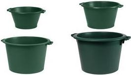 EDA Universal Bucket, Round, 110 Liter, Recycled Plastic, Green, 2 Handles, Model 019926 V.CA FX5
