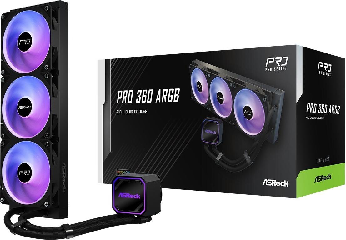 ASRock CPC Pro 360 ARGB 90-APRA36-BAAGA6 CPU Water Cooler  360?mm  ARGB  Triple-Fan  Black