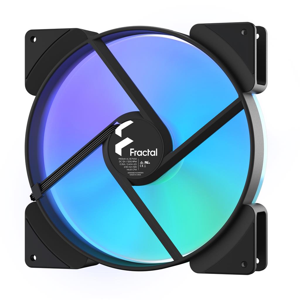 Fractal Design Prisma AL-18 Case Fan - 180 mm - Black Frame, White Blades (FD-FAN-PRI-AL18-PWM)