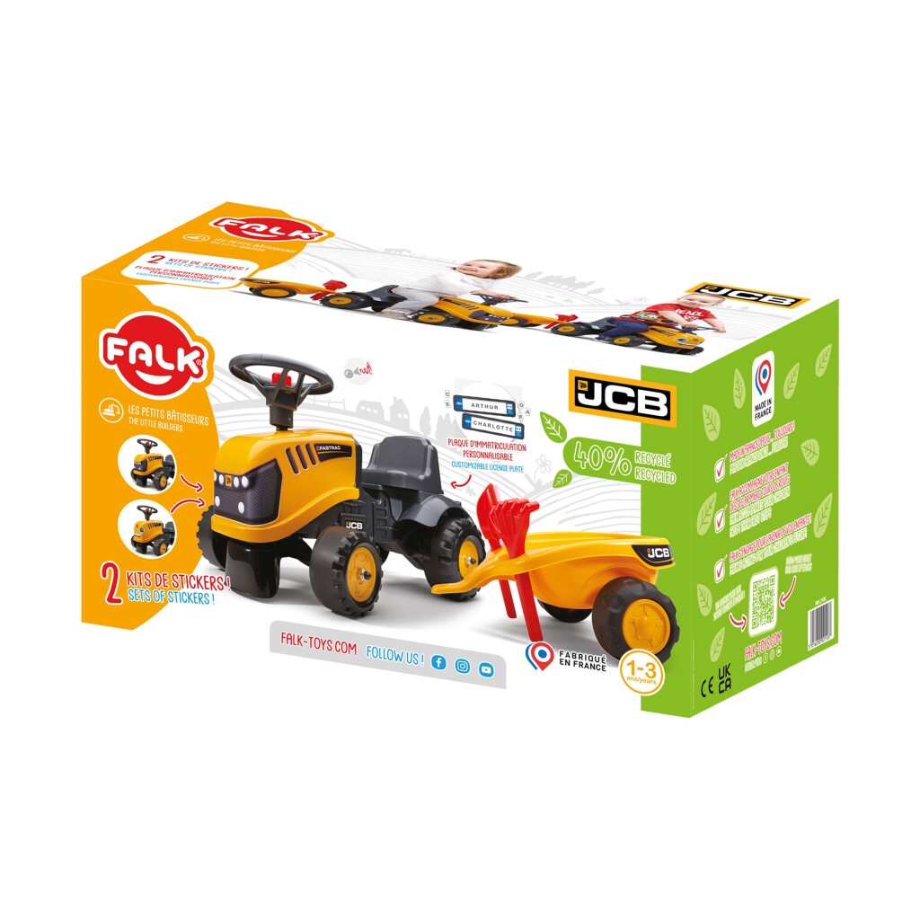 Falk JCB Walk-behind Tractor Set for Toddlers 1+