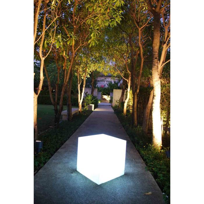 LUMISKY Illuminated Cube Stool for Outdoor Use - Carry W40 - White - 10W - Height 40 cm