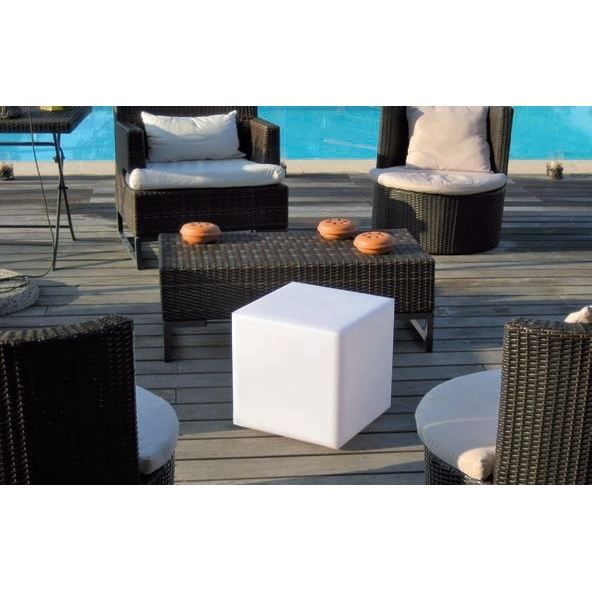 LUMISKY Illuminated Cube Stool for Outdoor Use - Carry W40 - White - 10W - Height 40 cm