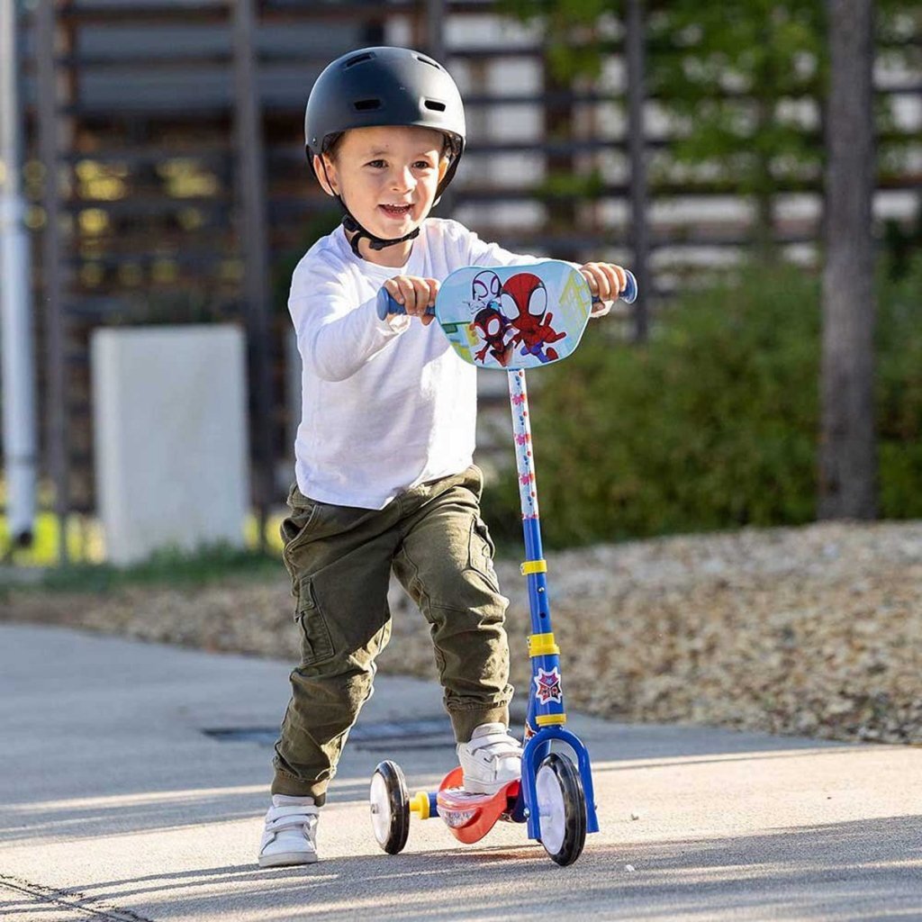 Smoby Spidey Step with 3 Wheels - Stunt Scooter for Kids, Adjustable Handlebar Height