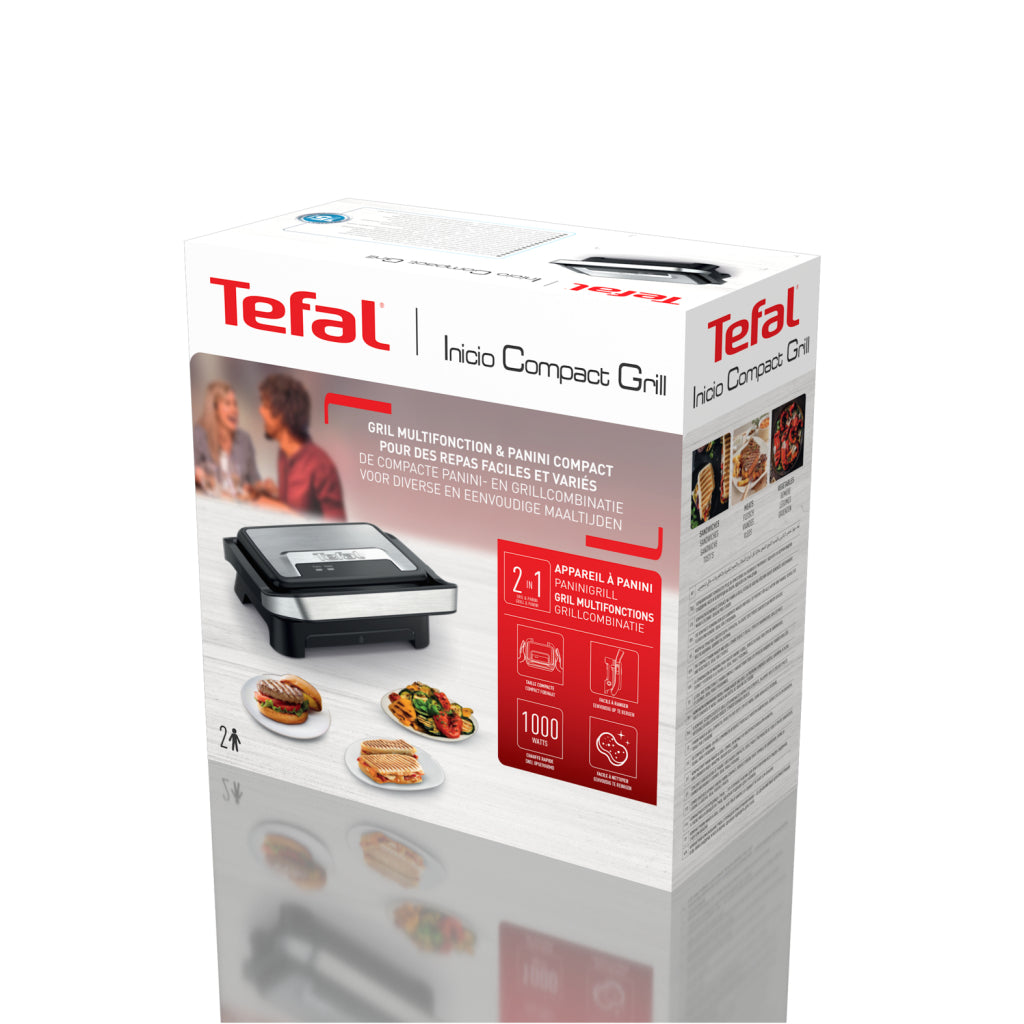 Tefal GC270D Inicio Compact Contact Grill 1000W Black/Stainless Steel