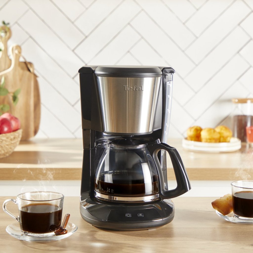 Tefal CM5S1D Subito Coffee Maker Black/Stainless Steel - 1.25 L Capacity, 15 Cups