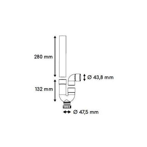 Siphon d'évacuation - ROUSEAU - Sortie horizontale - Ø40 mm - PVC gris - Filetage de 47,5 mm afbeelding 2