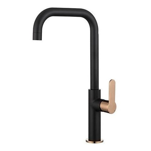 Mitigeur évier - EDOUARD ROUSSEAU - Laobane - Embase Ø 50 mm - Tube mobile - Noir / Rose Gold afbeelding 1