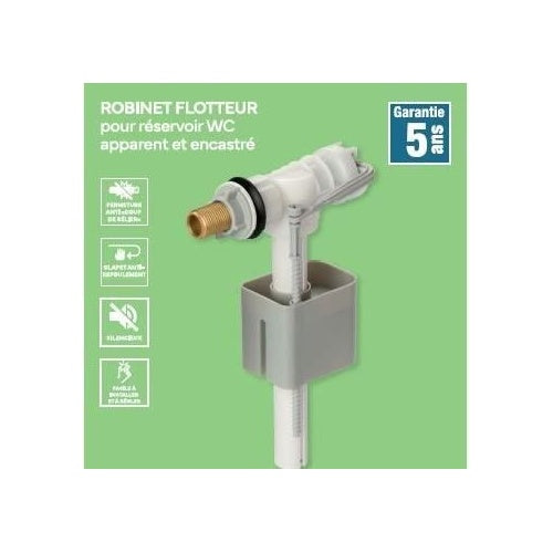 Robinet flotteur latéral pour réservoir WC - NOVOBAIN - Embout en laiton afbeelding 2