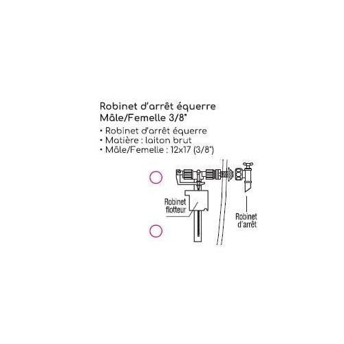 Robinet d'arret équerre - ROUSSEAU - 3/8 mâle/femelle afbeelding 2
