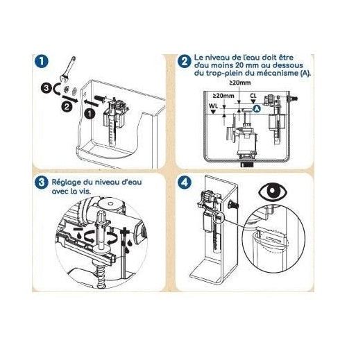 Robinet flotteur latéral pour réservoir WC apparent - ROUSSEAU - Certifié NF afbeelding 3